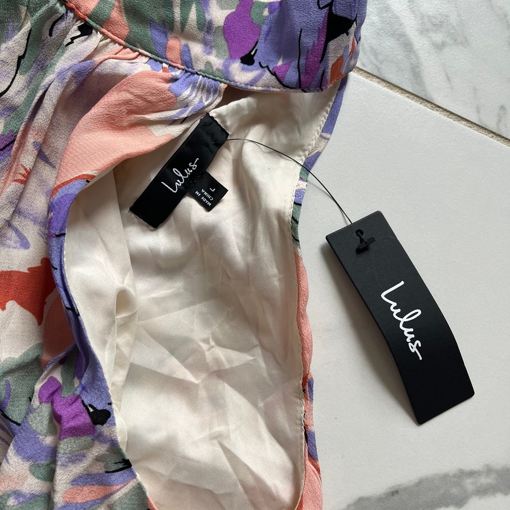 Lulu's Pastel Floral Halter Mini Dress - Picture 4 of 8